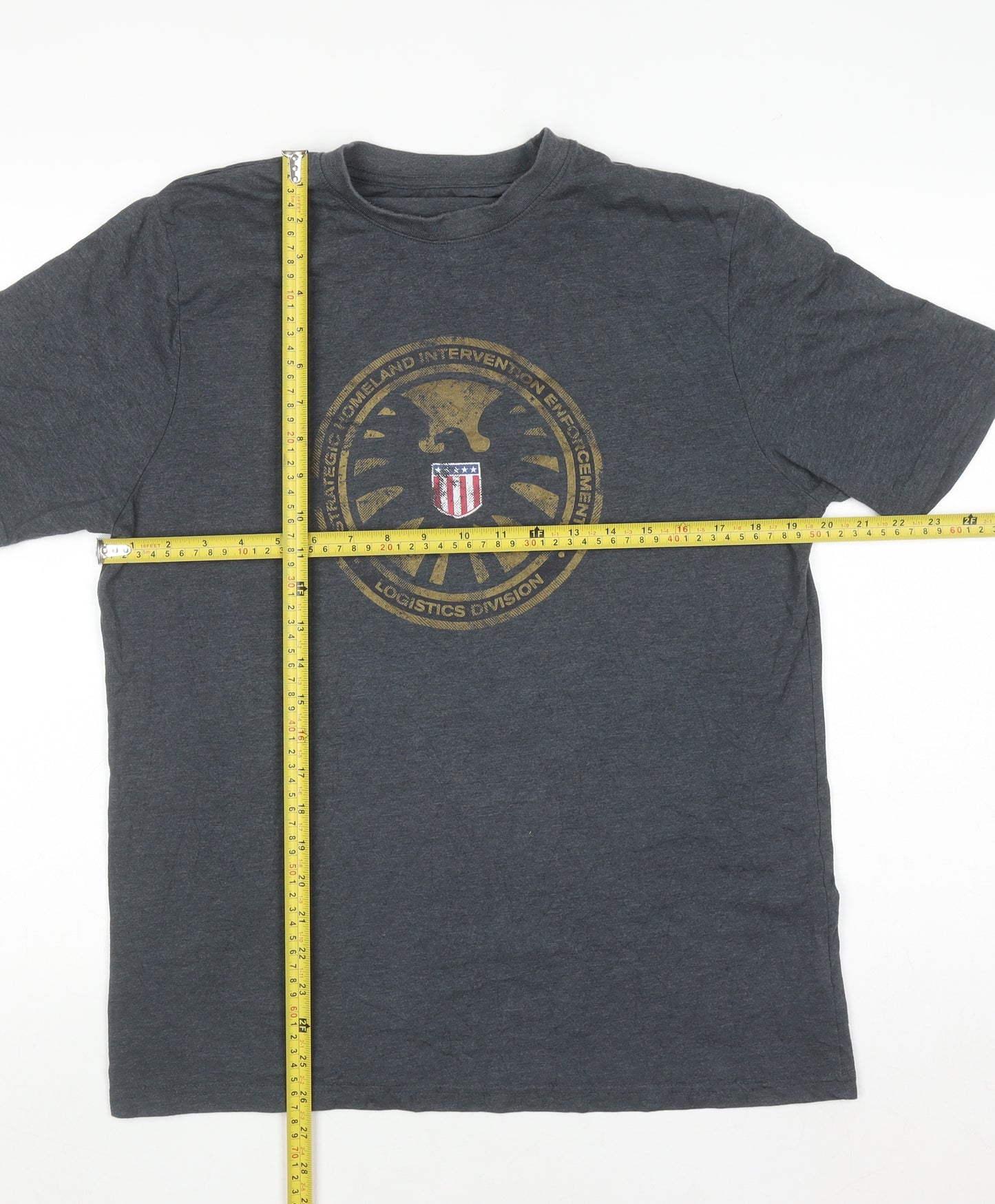 Character.com Men’s Grey Marvel SHIELD Logo T-Shirt Size L