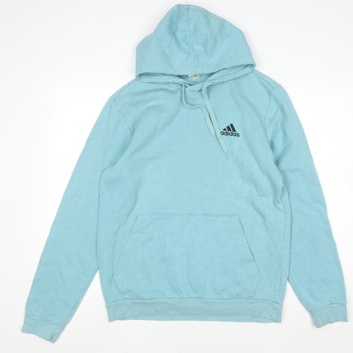 Adidas Men's Blue Pullover Hoodie Size M Sports Logo Fleece
