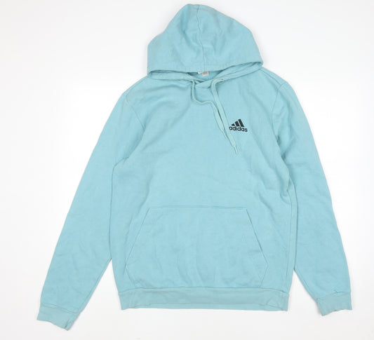 Adidas Men's Blue Pullover Hoodie Size M Sports Logo Fleece