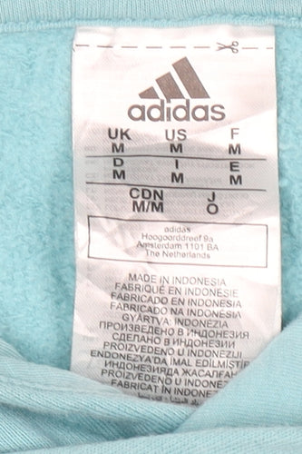 Adidas Men's Blue Pullover Hoodie Size M Sports Logo Fleece