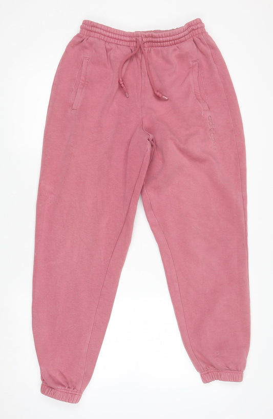 Adidas Womens Pink Jogger Sweatpants Size 10 Cotton Blend Tapered Fit