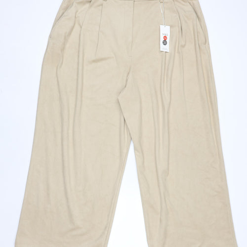 Marks and Spencer Women’s Beige Wide-Leg Pleated Trousers Size 18R