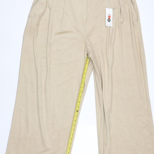 Marks and Spencer Women’s Beige Wide-Leg Pleated Trousers Size 18R