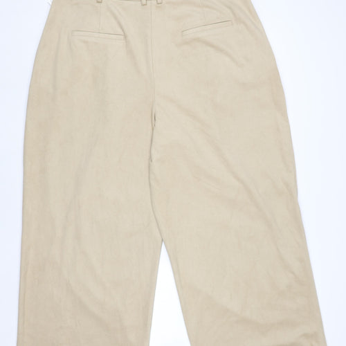 Marks and Spencer Women’s Beige Wide-Leg Pleated Trousers Size 18R