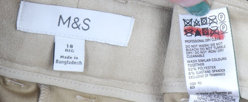 Marks and Spencer Women’s Beige Wide-Leg Pleated Trousers Size 18R