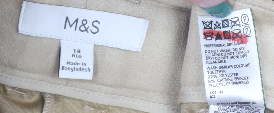 Marks and Spencer Women’s Beige Wide-Leg Pleated Trousers Size 18R