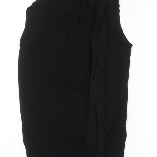 Warehouse Women's Black High Neck Sleeveless Knit Blouse Size 8