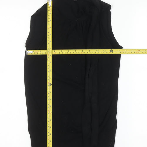 Warehouse Women's Black High Neck Sleeveless Knit Blouse Size 8