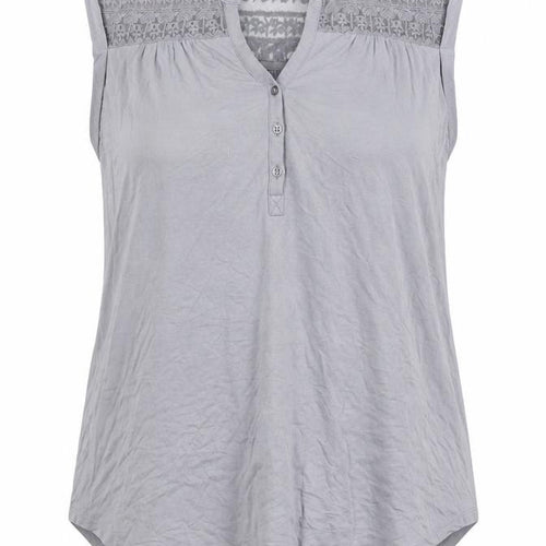 Marks and Spencer Women’s Grey Lace Panel Sleeveless Henley Blouse UK 14