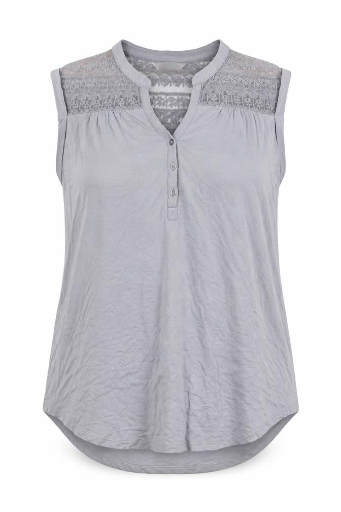 Marks and Spencer Women’s Grey Lace Panel Sleeveless Henley Blouse UK 14