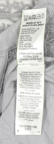 Marks and Spencer Women’s Grey Lace Panel Sleeveless Henley Blouse UK 14