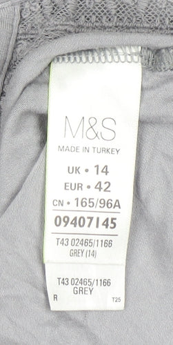 Marks and Spencer Women’s Grey Lace Panel Sleeveless Henley Blouse UK 14