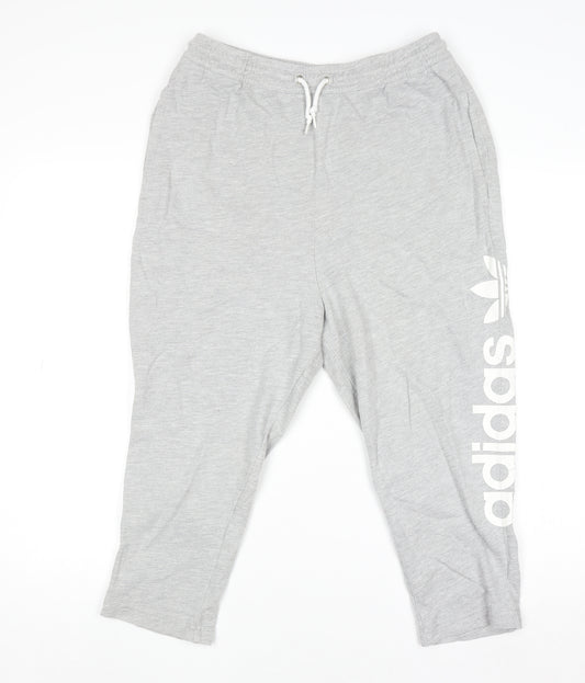 Adidas Women Grey Jogger Sweatpants Size 10 Lightweight Cotton Blend