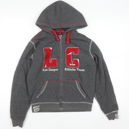 Lee Cooper Boys Grey Full Zip Hoodie 10-11 Years Athletic Team Design