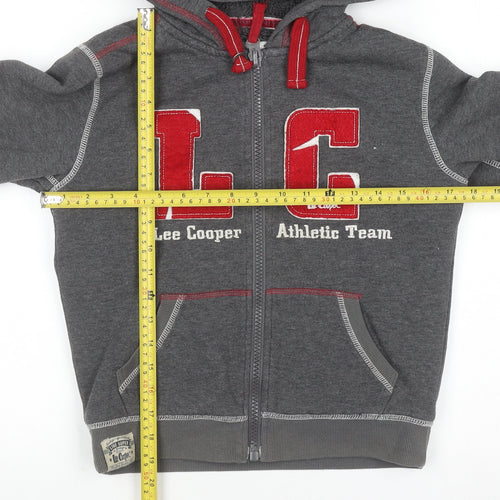 Lee Cooper Boys Grey Full Zip Hoodie 10-11 Years Athletic Team Design