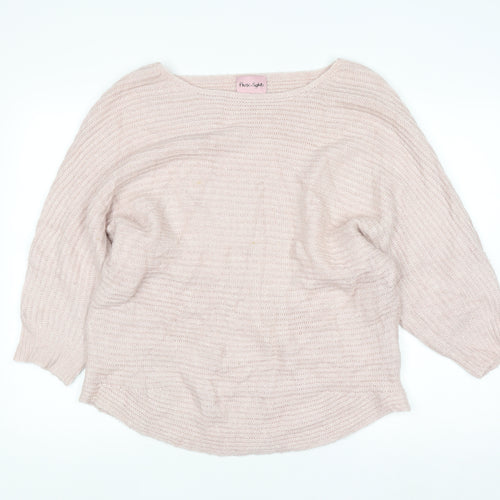 Phase Eight Women Beige L Knit Boat Neck Pullover Jumper