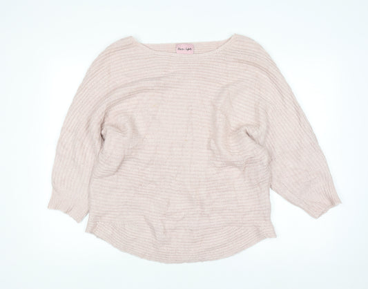 Phase Eight Women Beige L Knit Boat Neck Pullover Jumper