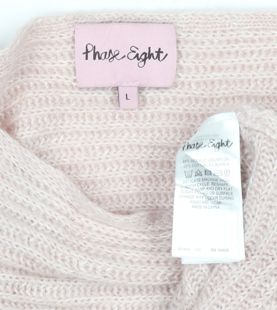 Phase Eight Women Beige L Knit Boat Neck Pullover Jumper