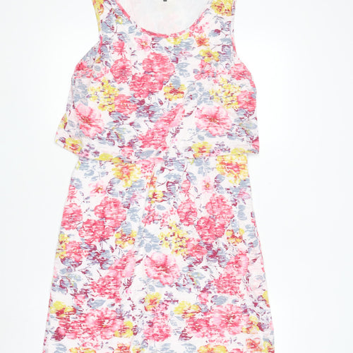 Adini Women's Multicoloured Floral Sleeveless Cotton Modal Knee Length Tank Dress M