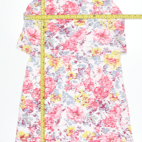 Adini Women's Multicoloured Floral Sleeveless Cotton Modal Knee Length Tank Dress M