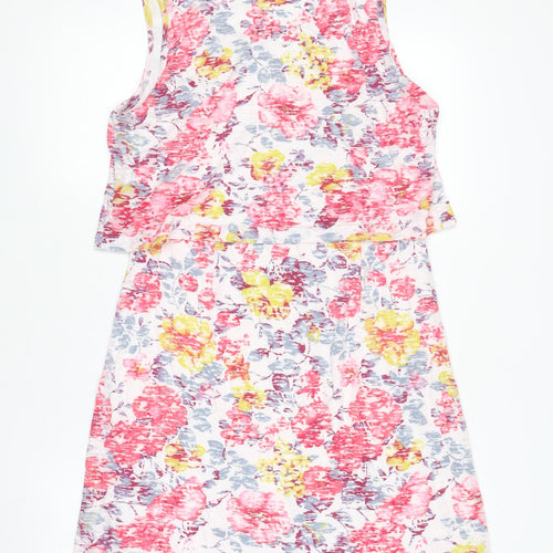 Adini Women's Multicoloured Floral Sleeveless Cotton Modal Knee Length Tank Dress M