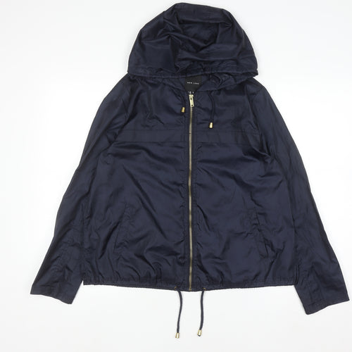 New Look Women's Blue Hooded Windbreaker Jacket Size 10
