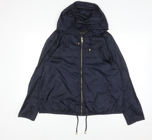 New Look Women's Blue Hooded Windbreaker Jacket Size 10