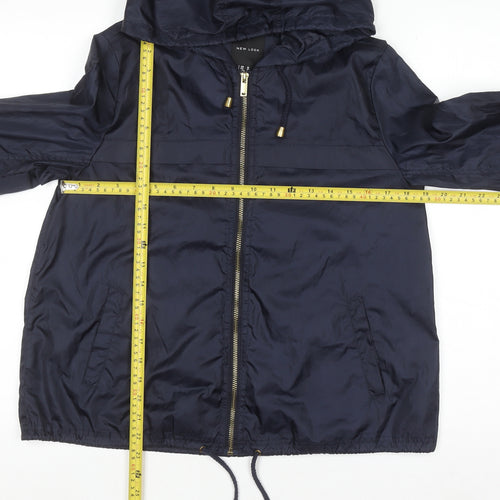 New Look Women's Blue Hooded Windbreaker Jacket Size 10