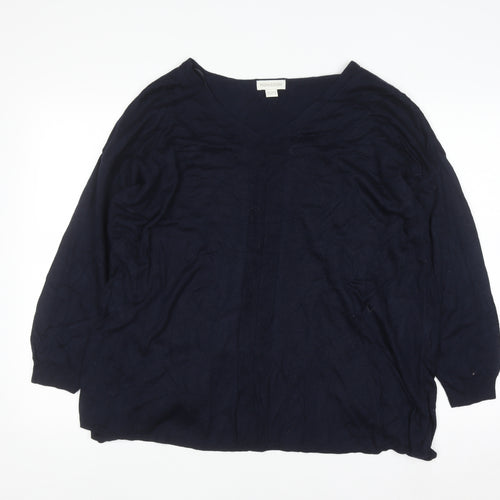 Monsoon Women Blue V-Neck Long Sleeve Open Cardigan Size 18