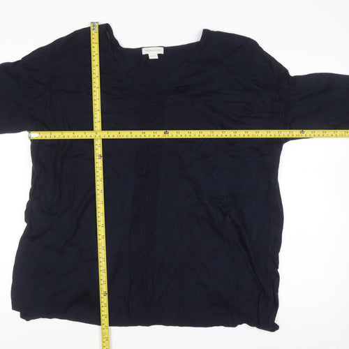 Monsoon Women Blue V-Neck Long Sleeve Open Cardigan Size 18