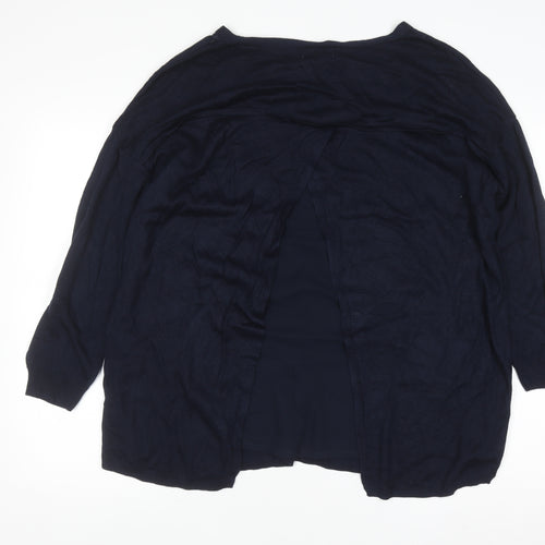 Monsoon Women Blue V-Neck Long Sleeve Open Cardigan Size 18