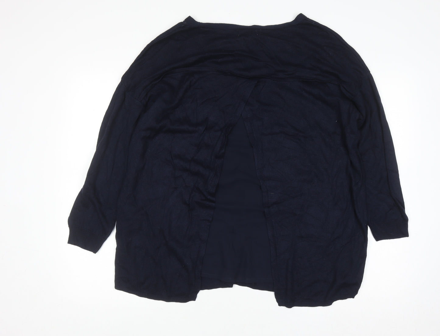 Monsoon Women Blue V-Neck Long Sleeve Open Cardigan Size 18