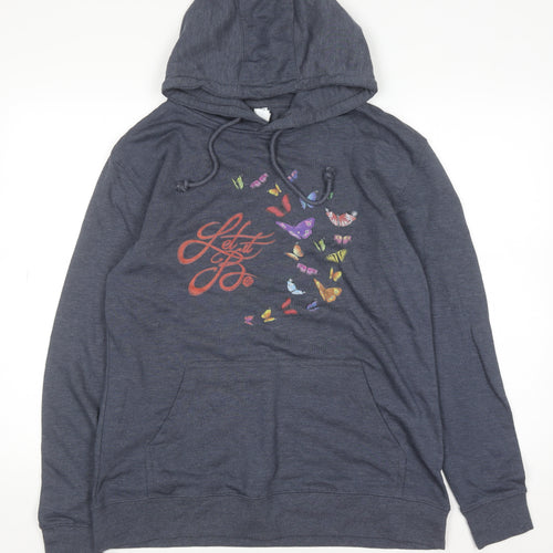 Lane Seven Women's Blue 2XL Pullover Hoodie Let It Be Butterfly Graphic