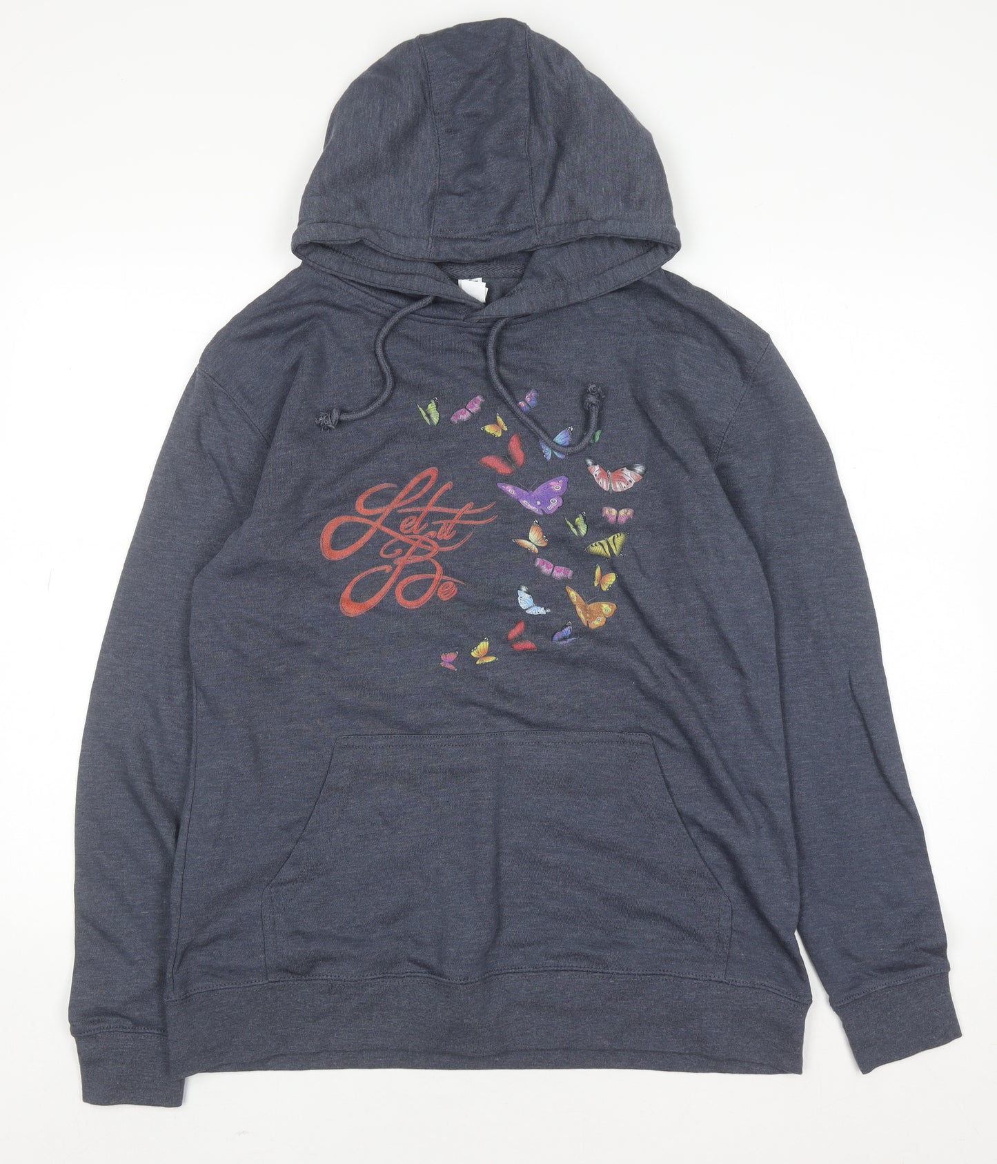 Lane Seven Women's Blue 2XL Pullover Hoodie Let It Be Butterfly Graphic