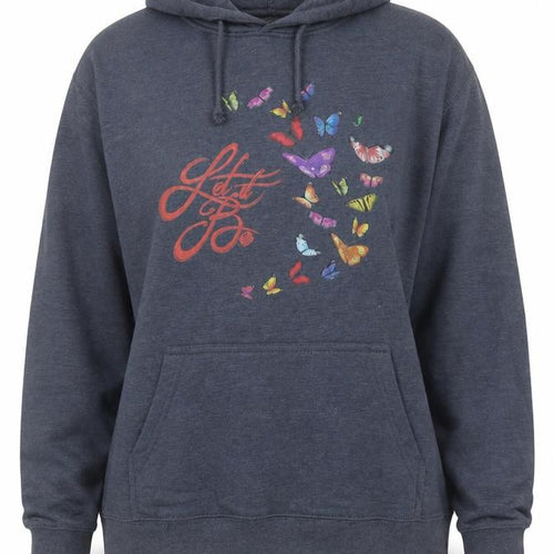 Lane Seven Women's Blue 2XL Pullover Hoodie Let It Be Butterfly Graphic