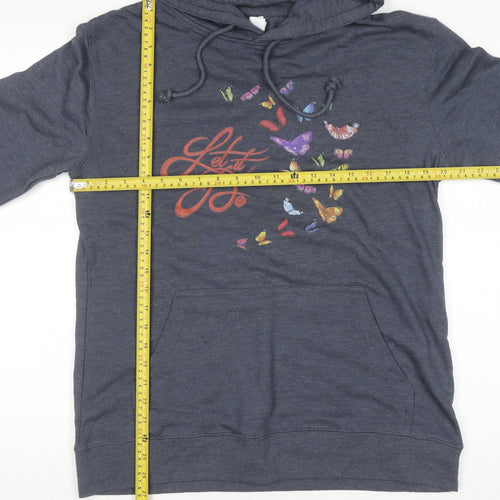 Lane Seven Women's Blue 2XL Pullover Hoodie Let It Be Butterfly Graphic