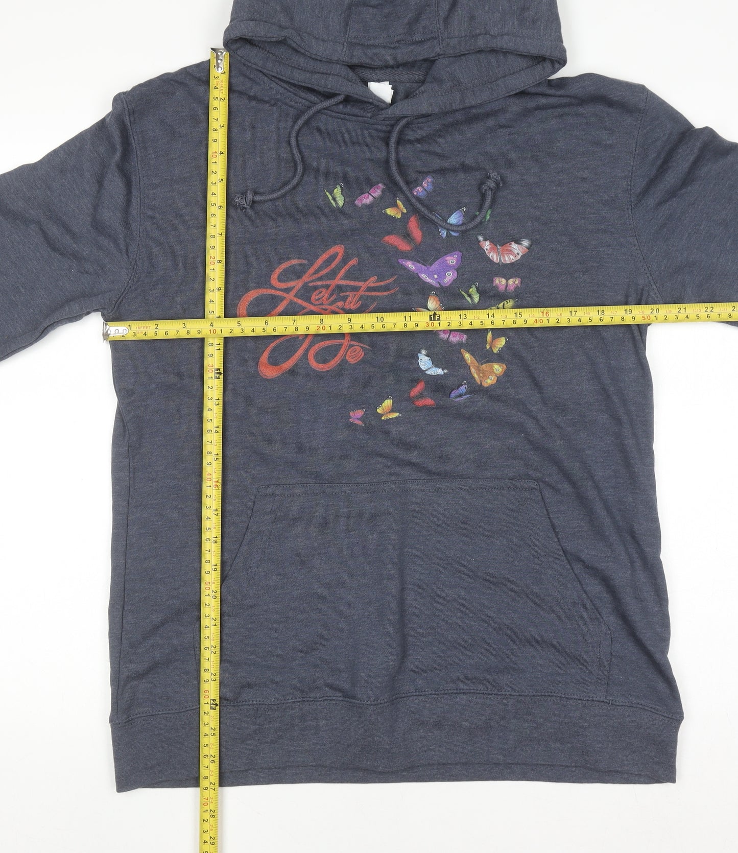 Lane Seven Women's Blue 2XL Pullover Hoodie Let It Be Butterfly Graphic