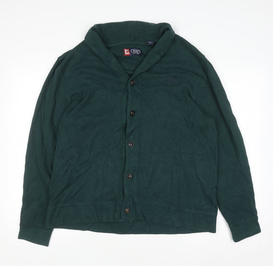 Chaps Men's Green Cotton Collared Button Cardigan Size L