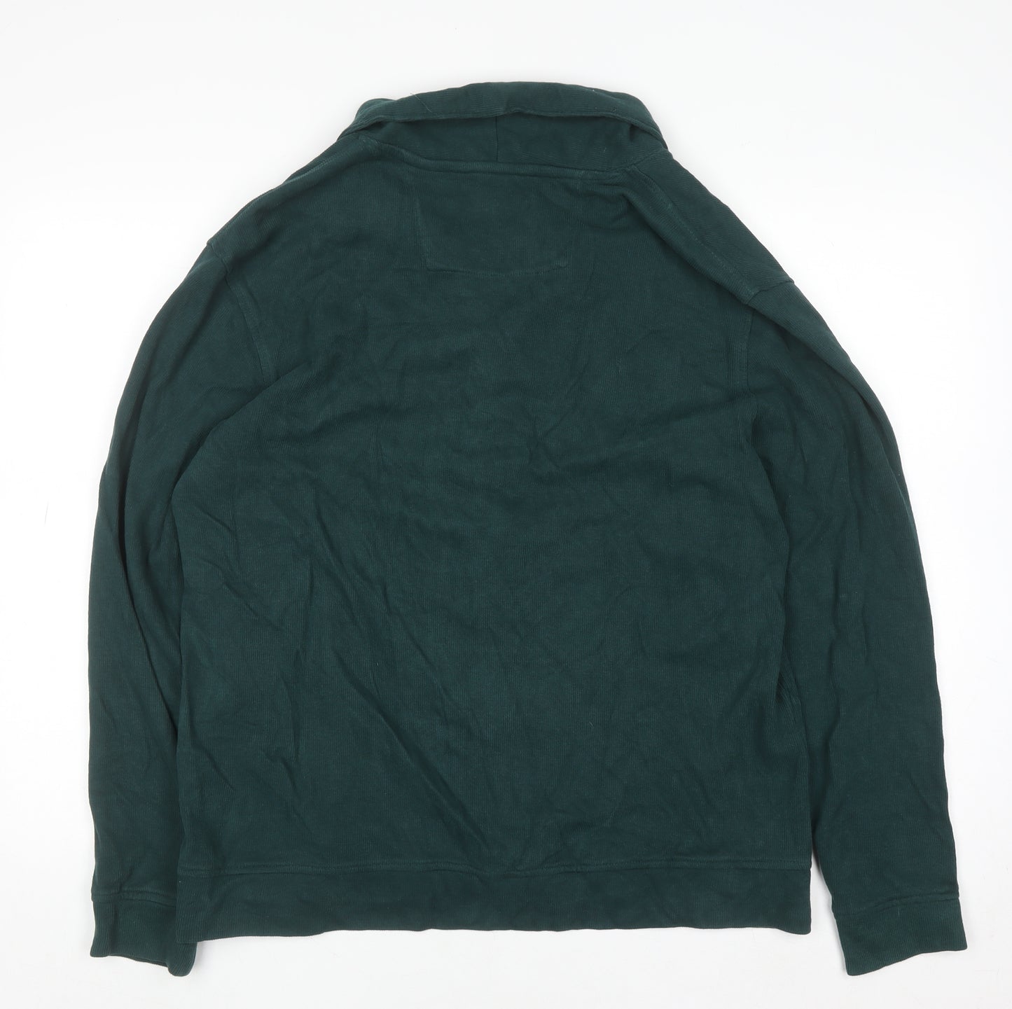 Chaps Men's Green Cotton Collared Button Cardigan Size L