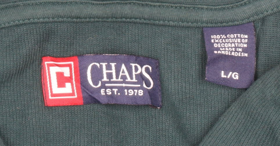Chaps Men's Green Cotton Collared Button Cardigan Size L