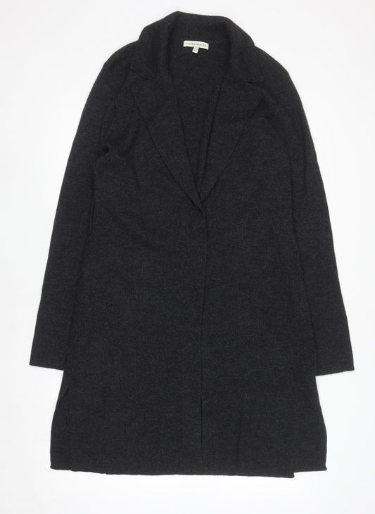 Laura Ashley Women's Charcoal Longline Merino Wool Cardigan UK 12