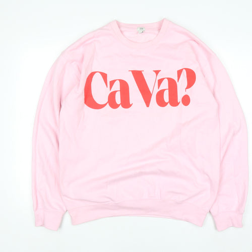 River Island Womens Pink Ca Va? Graphic Pullover Sweatshirt Size M