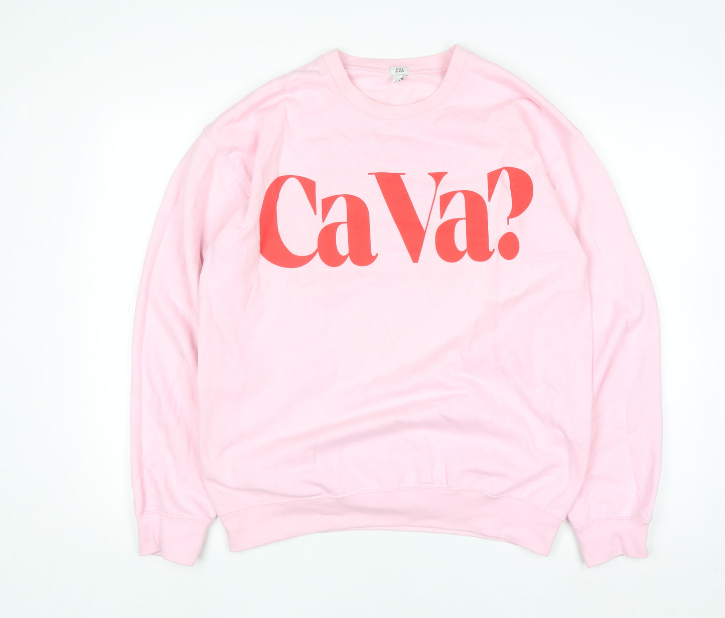 River Island Womens Pink Ca Va? Graphic Pullover Sweatshirt Size M