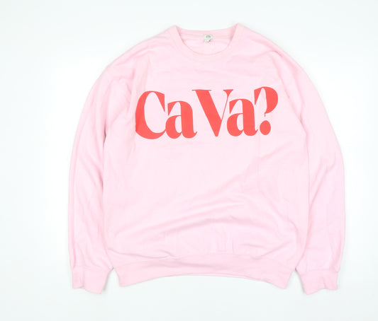 River Island Womens Pink Ca Va? Graphic Pullover Sweatshirt Size M