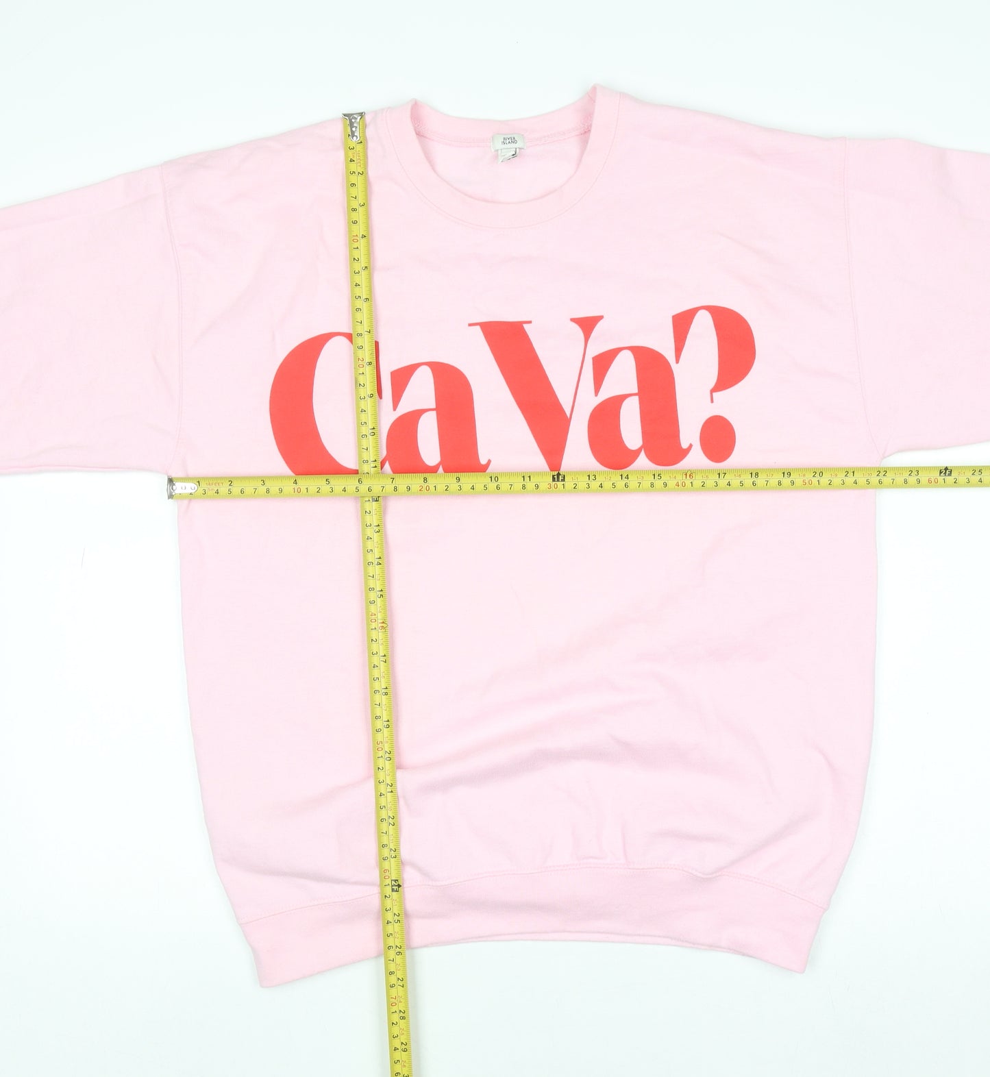 River Island Womens Pink Ca Va? Graphic Pullover Sweatshirt Size M