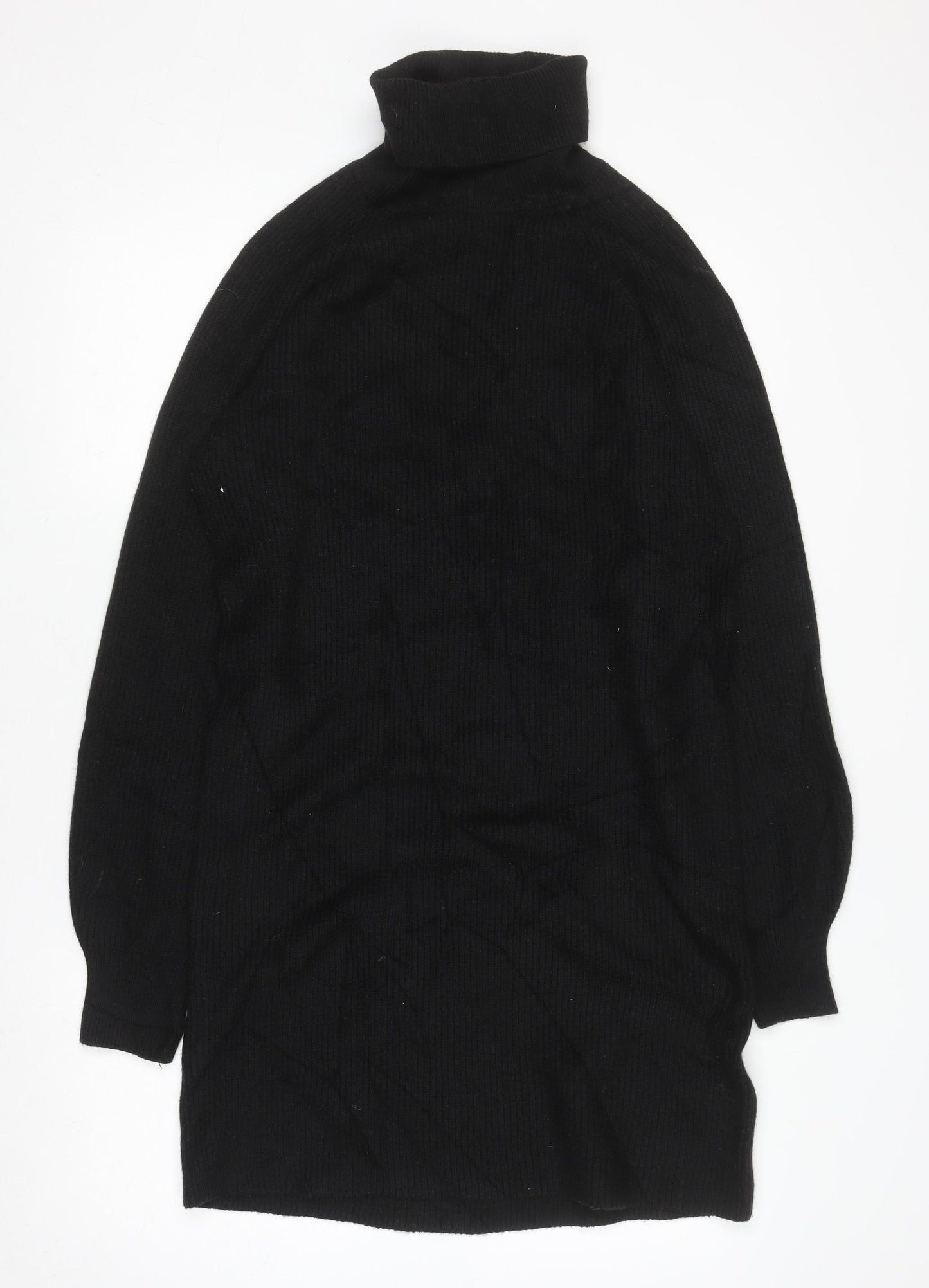 MNG Women’s Black Knit Roll Neck Long Sleeve T-Shirt Dress Size M