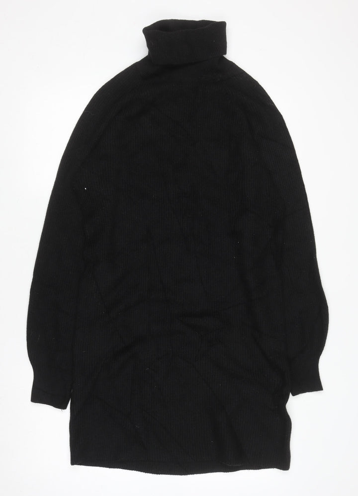 MNG Women’s Black Knit Roll Neck Long Sleeve T-Shirt Dress Size M