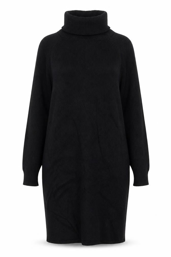 MNG Women’s Black Knit Roll Neck Long Sleeve T-Shirt Dress Size M