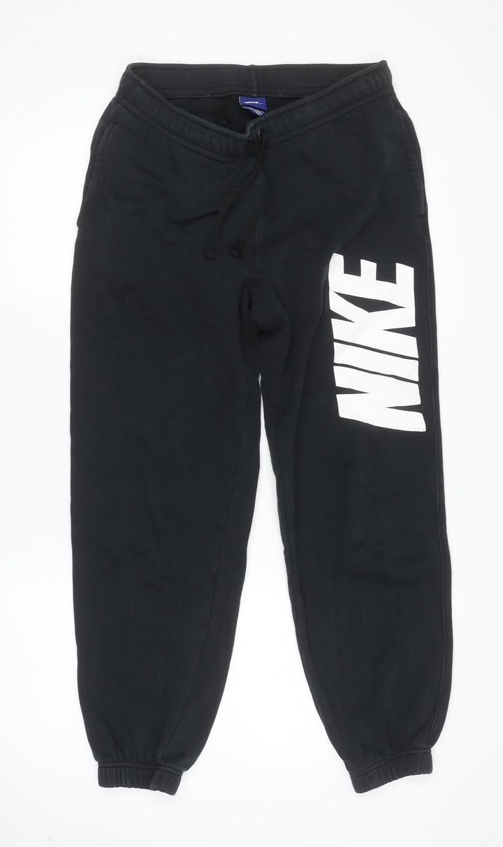 Nike Women Black Small Jogger Activewear Trousers Fleece Cotton Blend