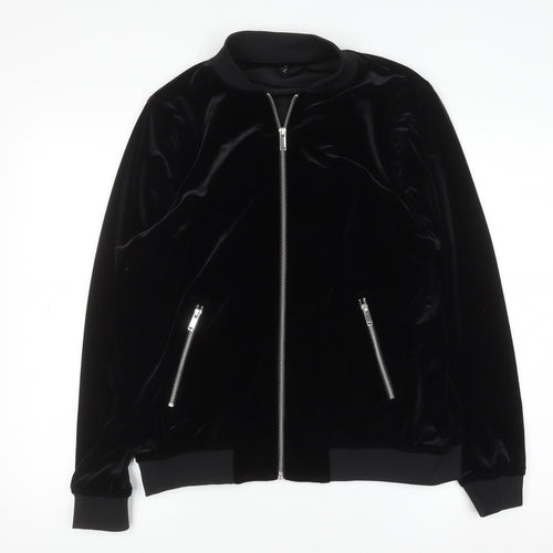 Next Women's Black Velvet Bomber Jacket Size 16 Zip Style